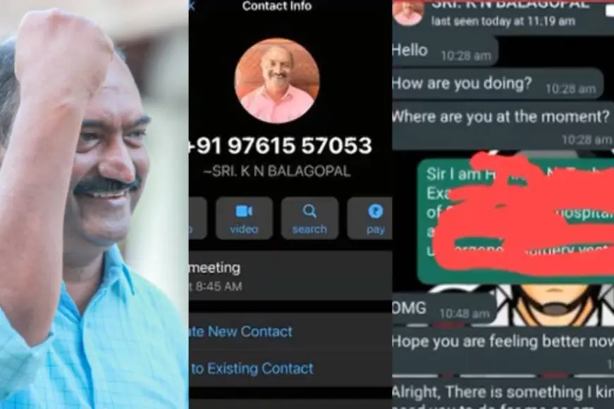 Fraud using fake WhatsApp account created in Minister K N Balagopal's name