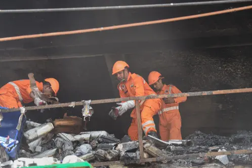Mundka fire: Charred human remains found during search operation