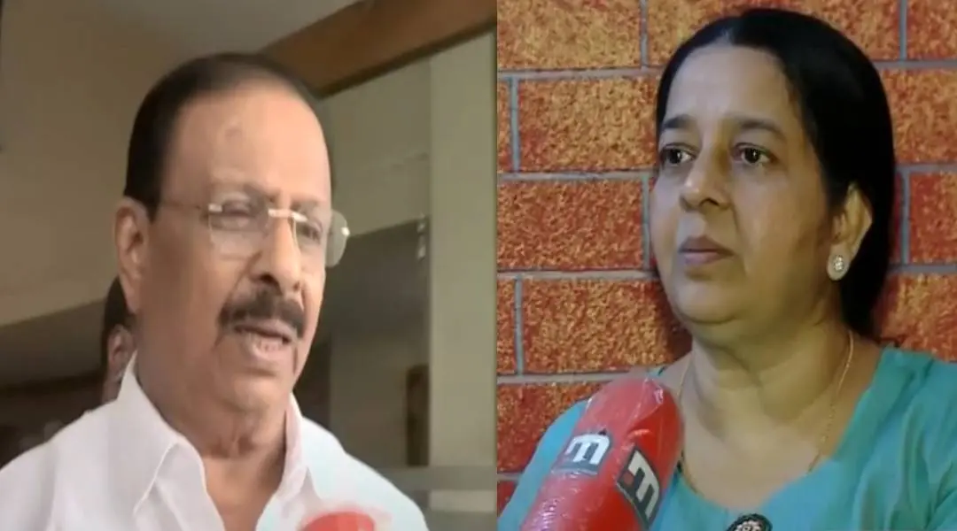 K Sudhakaran, Uma Thomas | Screengrab: Mathrubhumi News