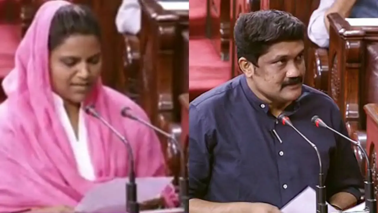 Jebi Mather and AA Rahim take oath | Photos: ANI, Screengrab