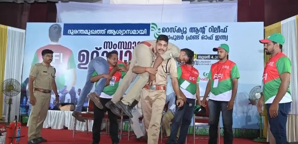 Visuals from Fire and Safety officials gave training to Popular Front activists