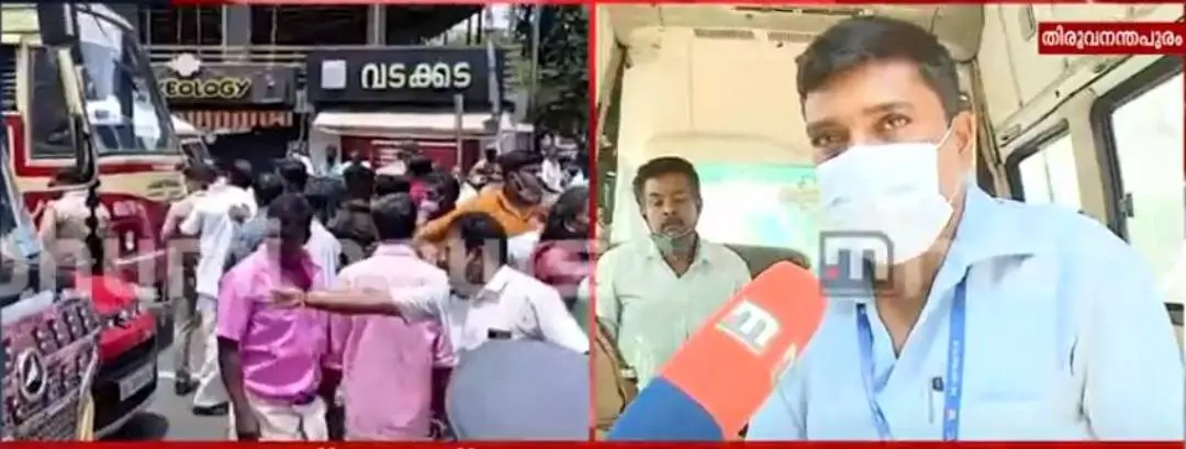 സമരാനുകൂലികള് ബസ് ആക്രമിക്കുന്നു, പരിക്കേറ്റ കണ്ടക്ടര് | Photo: Mathrubhumi News