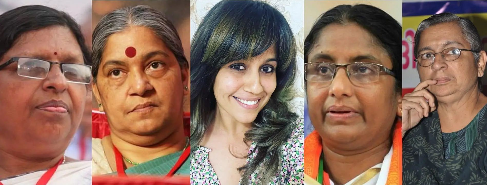 From left: P Sathidevi, Annie Raja, Ranjini Haridas, Shanimol Usman, K Ajitha