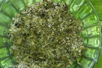 A healthy stir fry with tender banana leaves