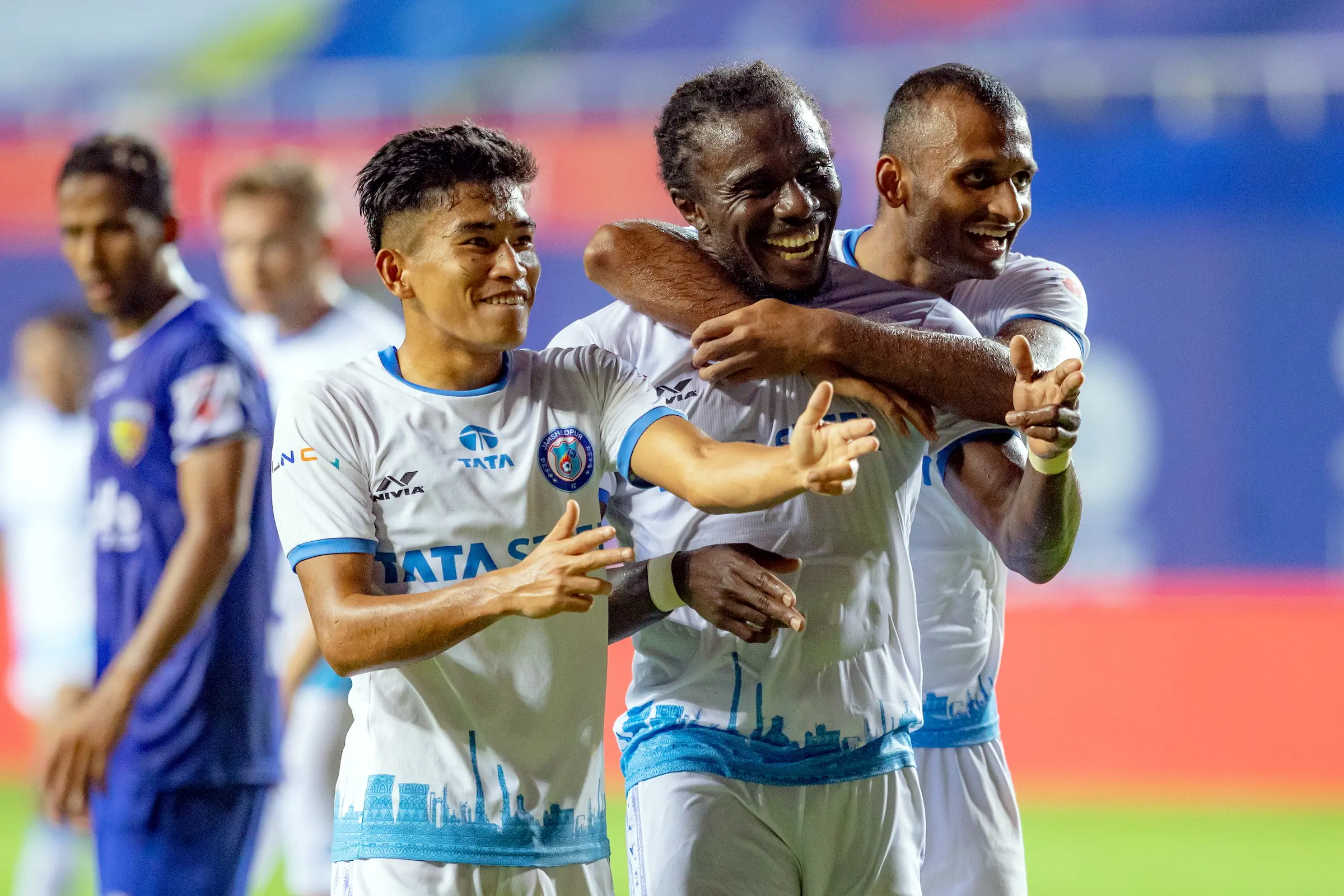 Daniel Chima Chukwu of Jamshedpur FC celebrates after scoring a goal