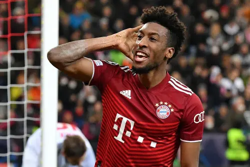 Kingsley Coman celebrates after scoring | AFP