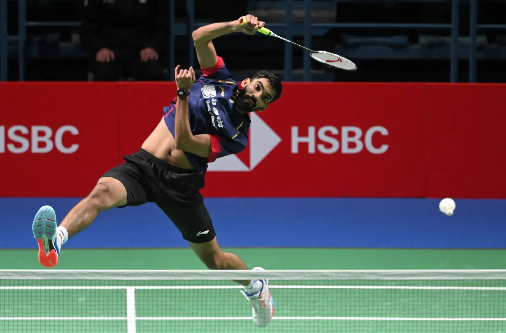 Srikanth Kidambi hits a shot during the men's singles semi-final badminton match of BWF World Championships | Photo: AFP