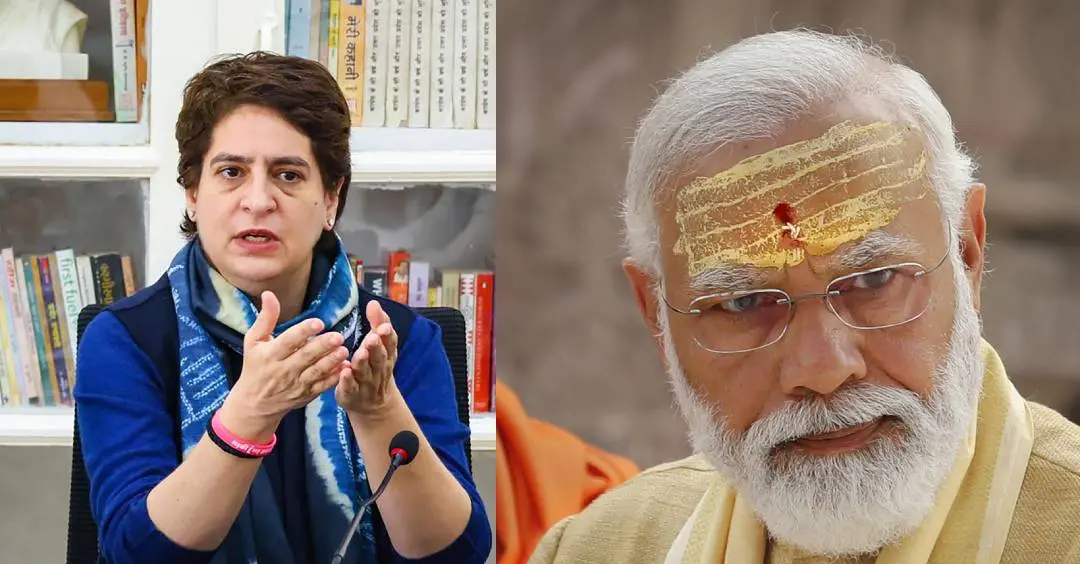 Priyanka Gandhi and Narendra Modi . Photo: PTI