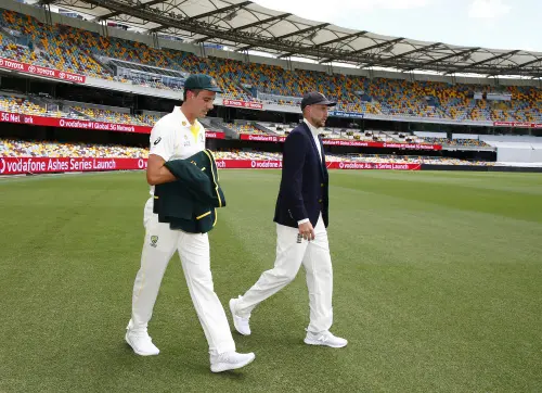 Australian captain Pat Cummins, left, and England captain Joe Root | AP