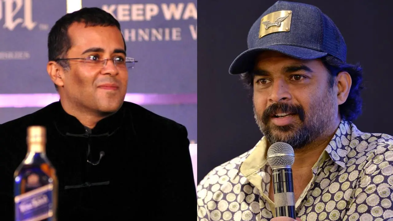 Chetan Bhagat, R Madhavan | AFP File Photos