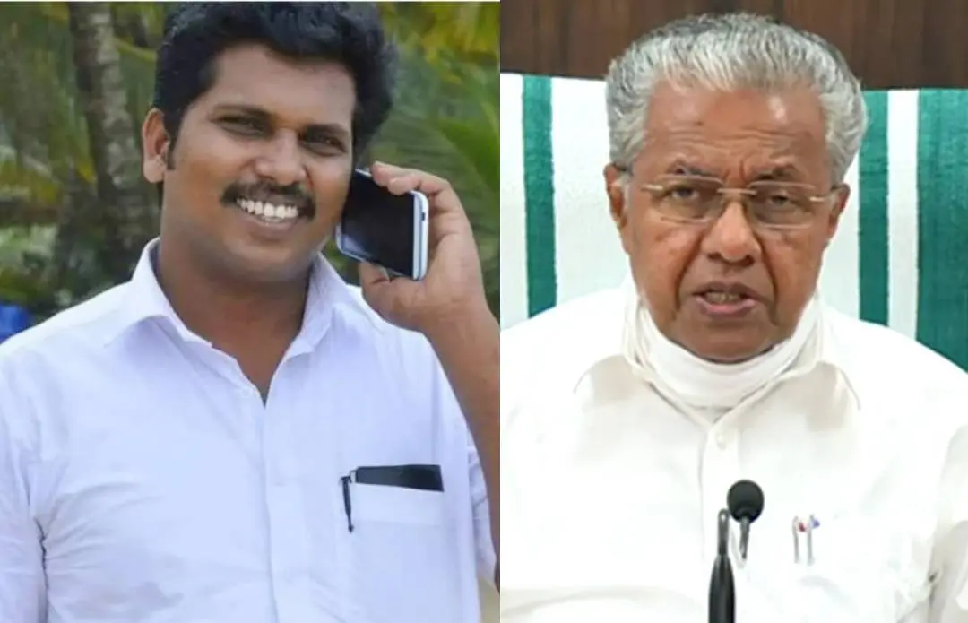 പി.ബി. സന്ദീപ്, മുഖ്യമന്ത്രി പിണറായി വിജയന്‍| Photo:www.facebook.com|profile.php?id=100003605930460, ANI