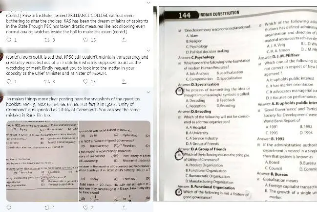 KAS questions copied from private coaching centre’s guidebook?