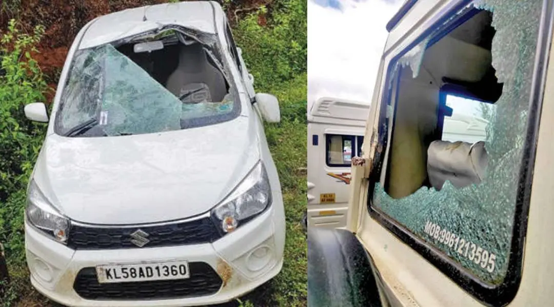 Wild attack on Thirunelli and Tholpetty; Four vehicles were wrecked