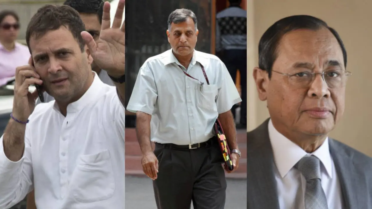 Congress president Rahul Gandhi. former election commissioner Ashok Lavasa and former CJI Ranjan Gogoi | File photo: PTI, AP