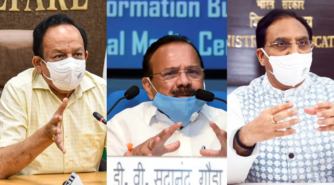 Harsh Vardhan, Sadananda Gowda, Ramesh Pokhriyal
