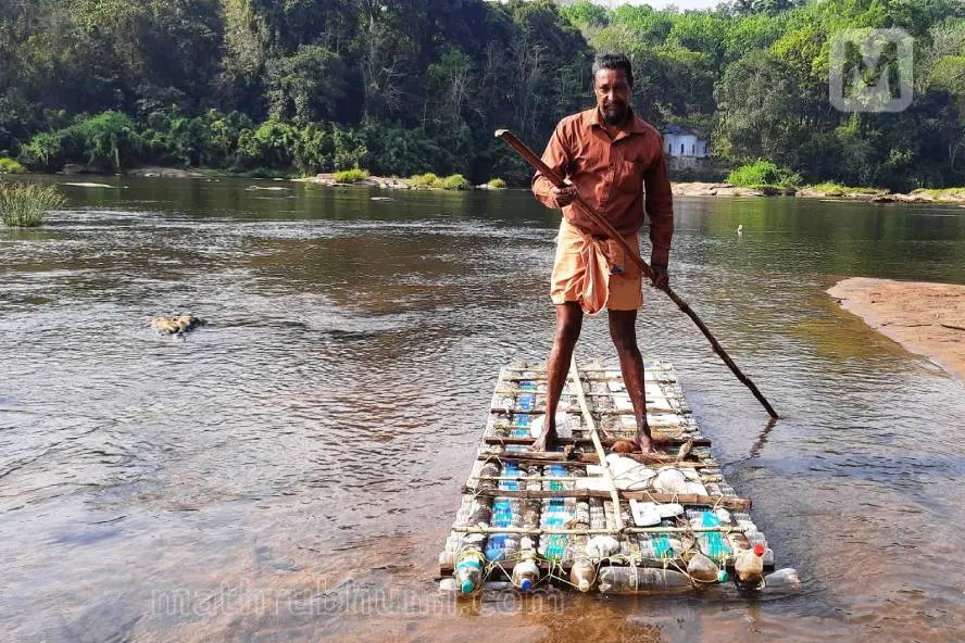 Plastic bottle raft, a boon for Asokan