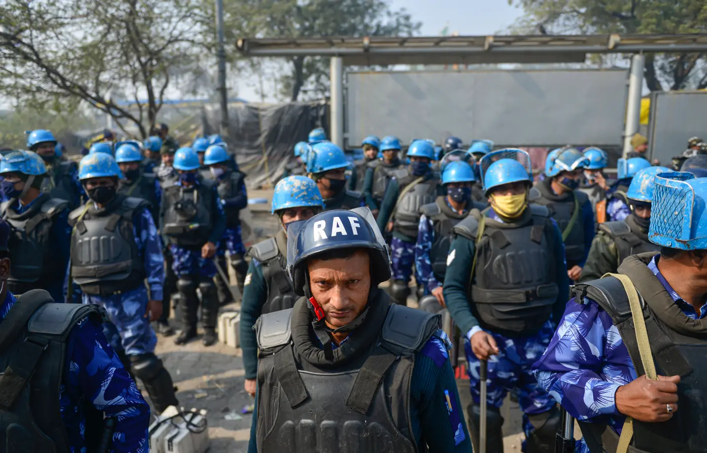 Police assembled at Singhu border | Photo: PTI