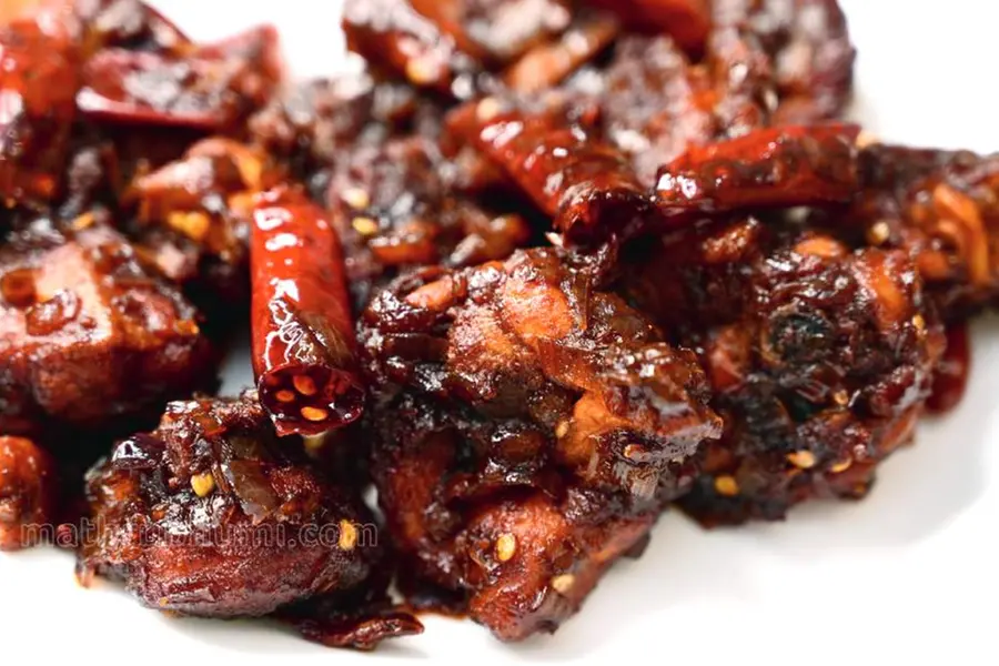 Red, hot and spicy Chicken Kondattom for lunch