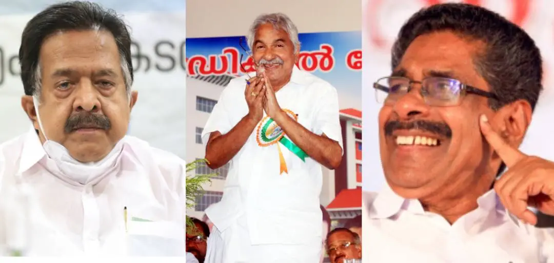 Ramesh Chennithala, Oommen Chandy, Mullappally Ramachandran  Photo: Mathrubhumi