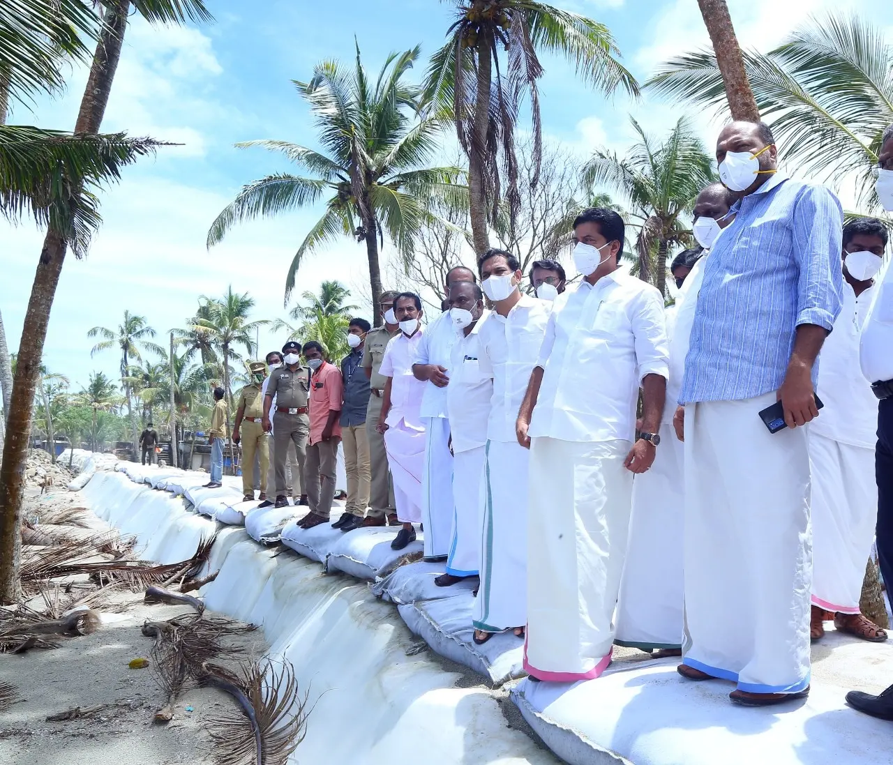 Ministers Roshi Augustine and P Rajeev visit Chellanam to announce the project