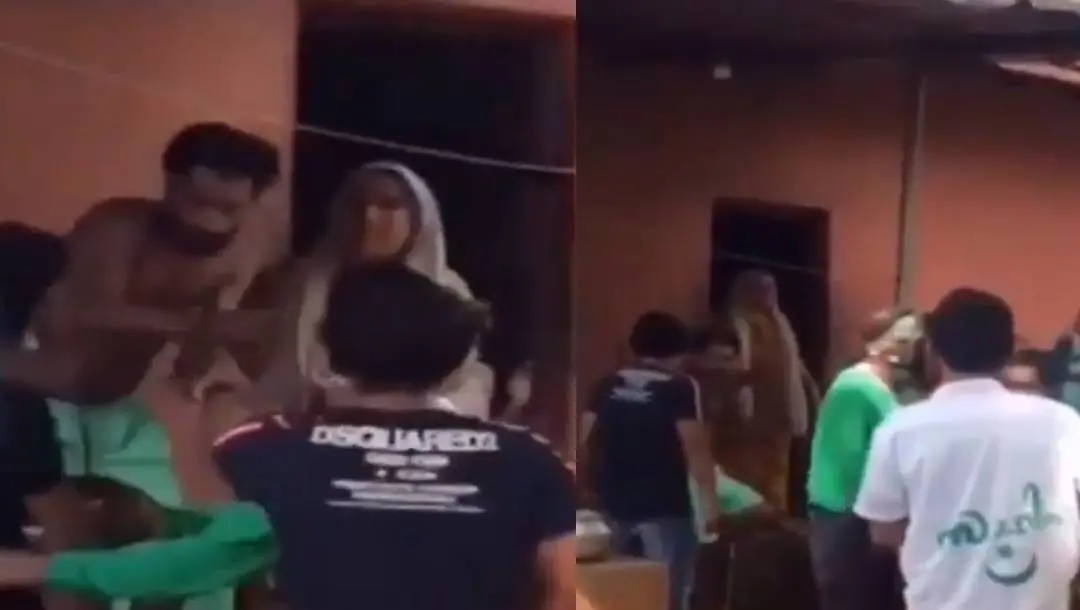 Footage of Muslim League workers attacking family  | Screengrab from Mathrubhumi News