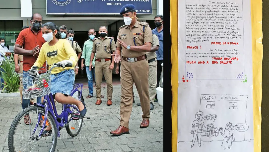 Keerthana leaves from Ernakulam central police station. Photo:TK Pradeep Kumar|Mathrubhumi