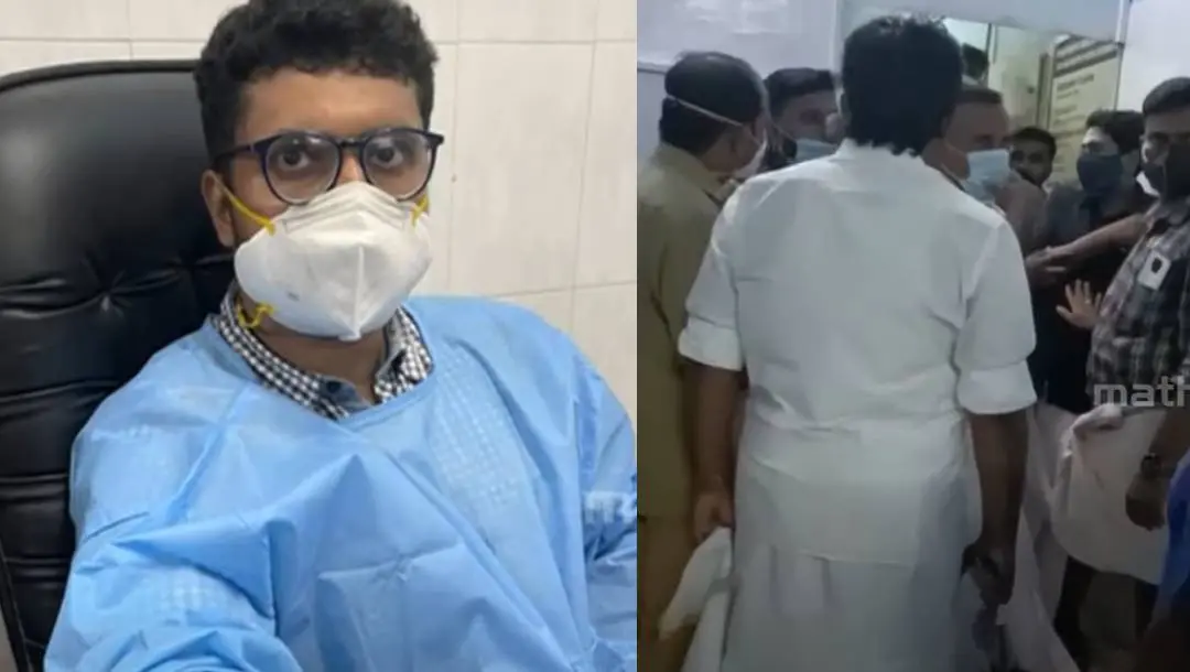The doctor who was beat up, visuals of the incident | Screengrab: Mathrubhumi News
