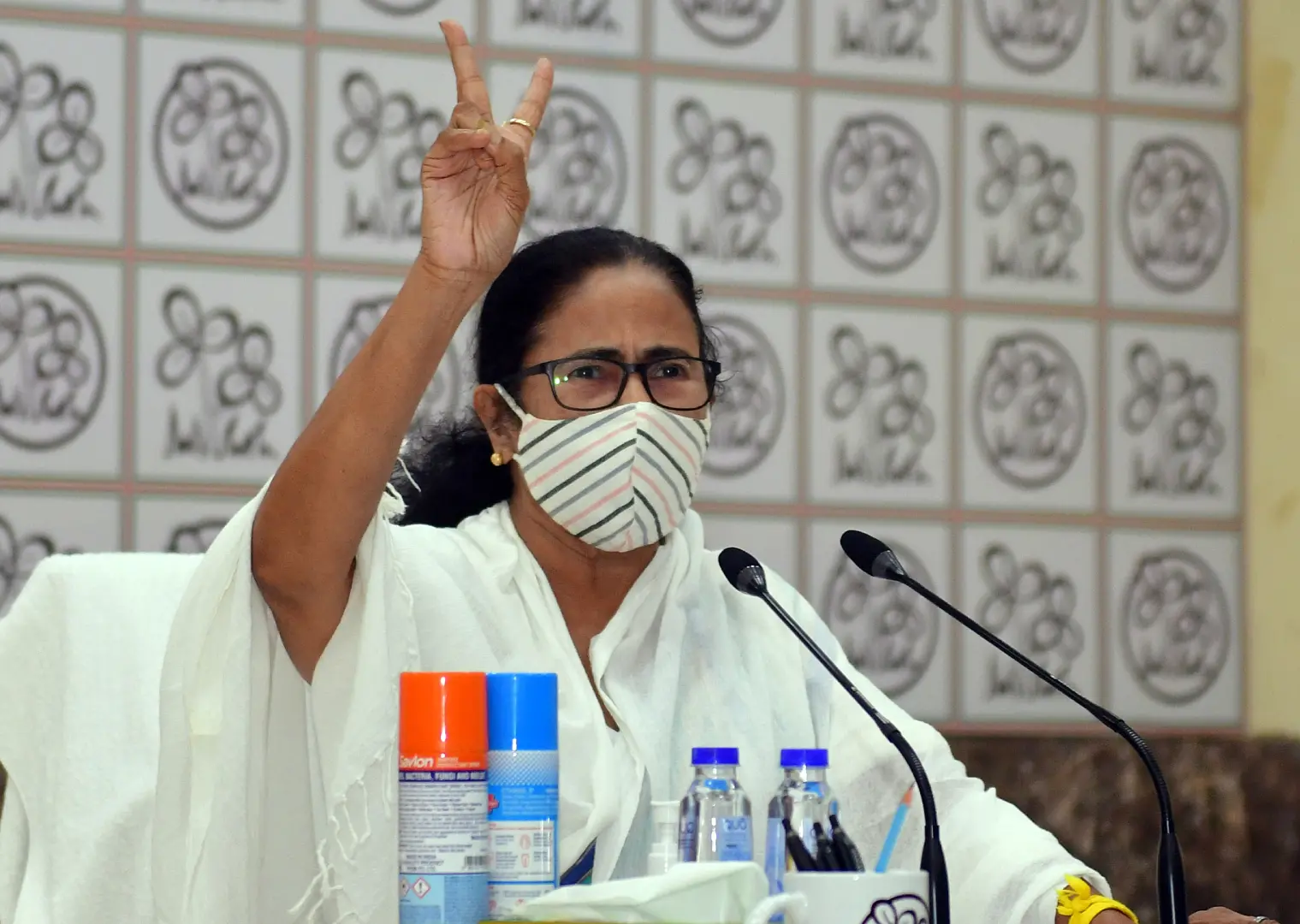 West Bengal Chief Minister Mamata Banerjee speaks to party workers via video conference | Photo: ANI