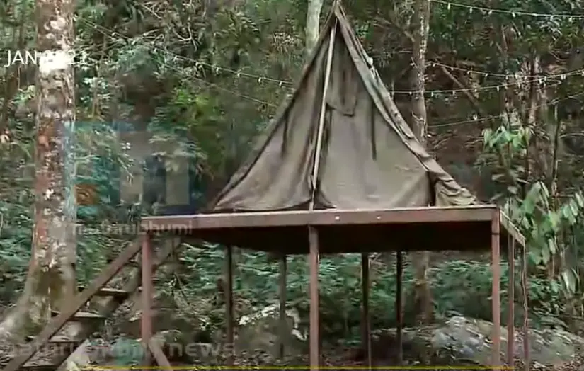 A tent set up at the resort in Wayanad | Screengrab: Mathrubhumi News