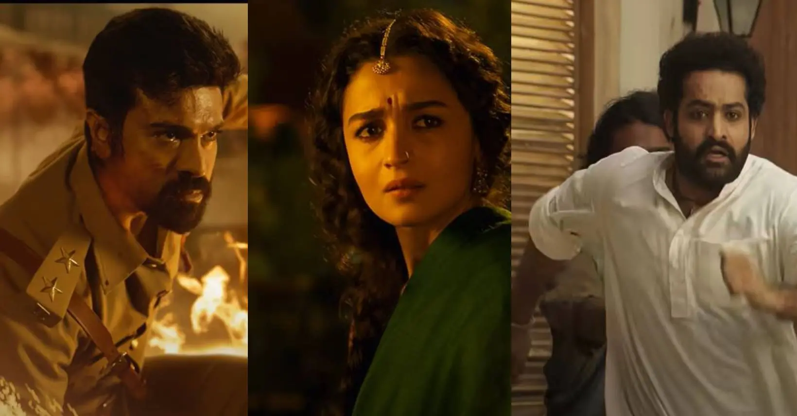 Ram Charan, Alia Bhatt and Jr NTR in 'RRR'