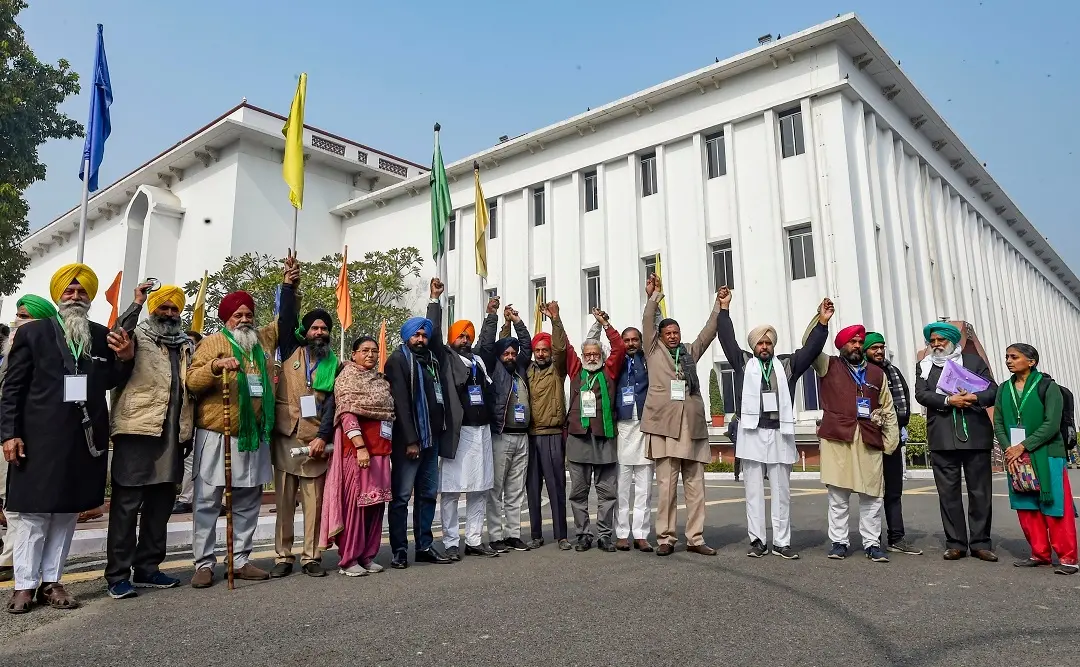 Farmers leaders arrive to attend the 11th round of talks with the central government on new farm laws, at Vigyan Bhavan in New Delhi on Friday | Photo: Kamal Singh|PTI