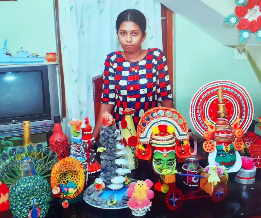 Akhina with her craftworks