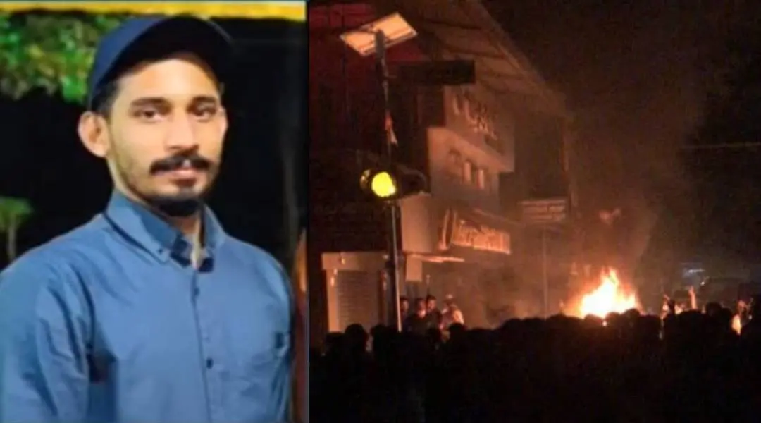 Murdered Mansoor (left), CPM office vandalized (right)
