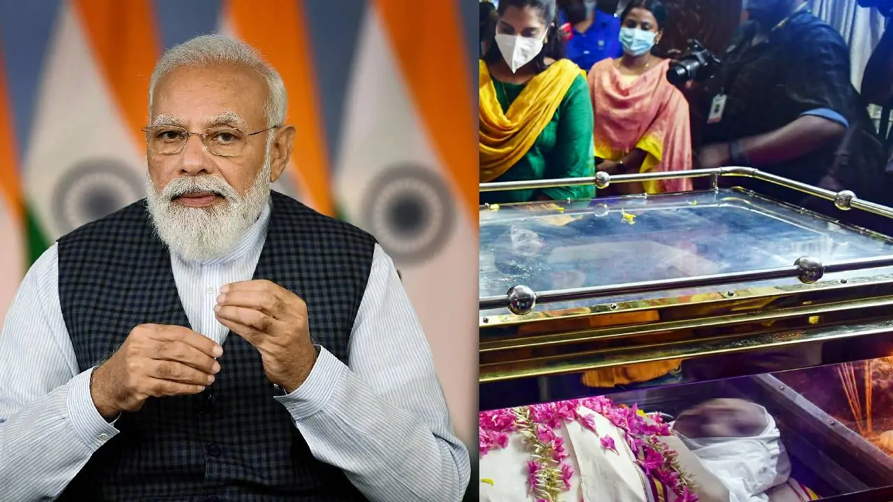 Narendra Modi; Nedumudi Venu's mortal remains | Photos: PTI