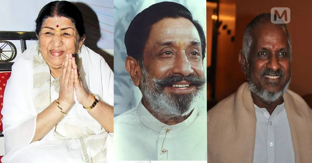Lata Mangeshkar, Sivaji Ganesan and Ilayaraja. Photo: Mathrubhumi Archives