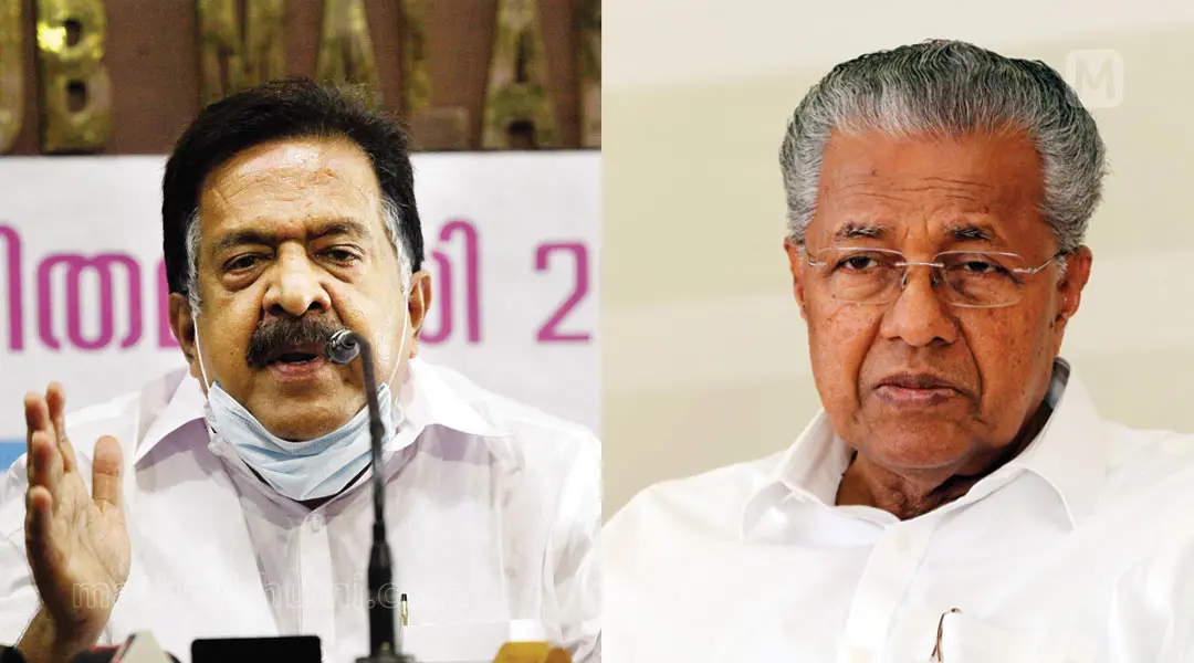 Ramesh Chennithala (left), Pinarayi Vijayan (right) | Photo: Mathrubhumi