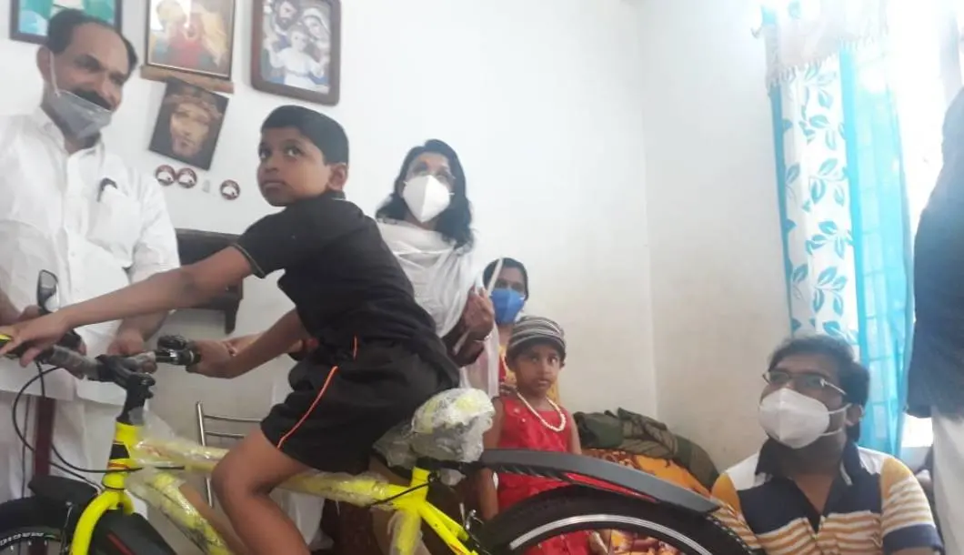 Kottayam collector giving cycle to Jestin