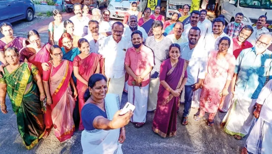 Selfie taken by Palakkad District Panchayat members after convening their final meeting | Photo: Arun Krishnankutty