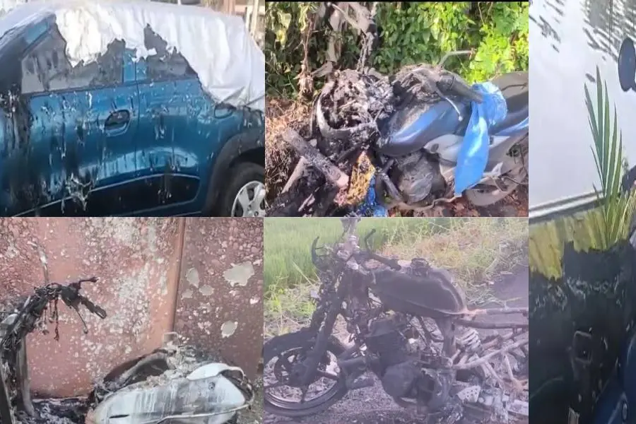 ആലപ്പുഴ കൈനകരിയില് സാമൂഹികവിരുദ്ധരുടെ വിളയാട്ടം; പുതിയ കാറും ബൈക്കുകളും കത്തിച്ചു