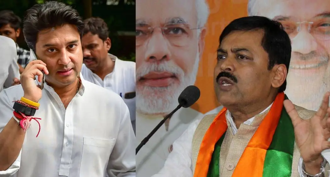 Jyotiraditya Scindia (left), G. V. L. Narasimha Rao (right) | Photo: UNI, PTI