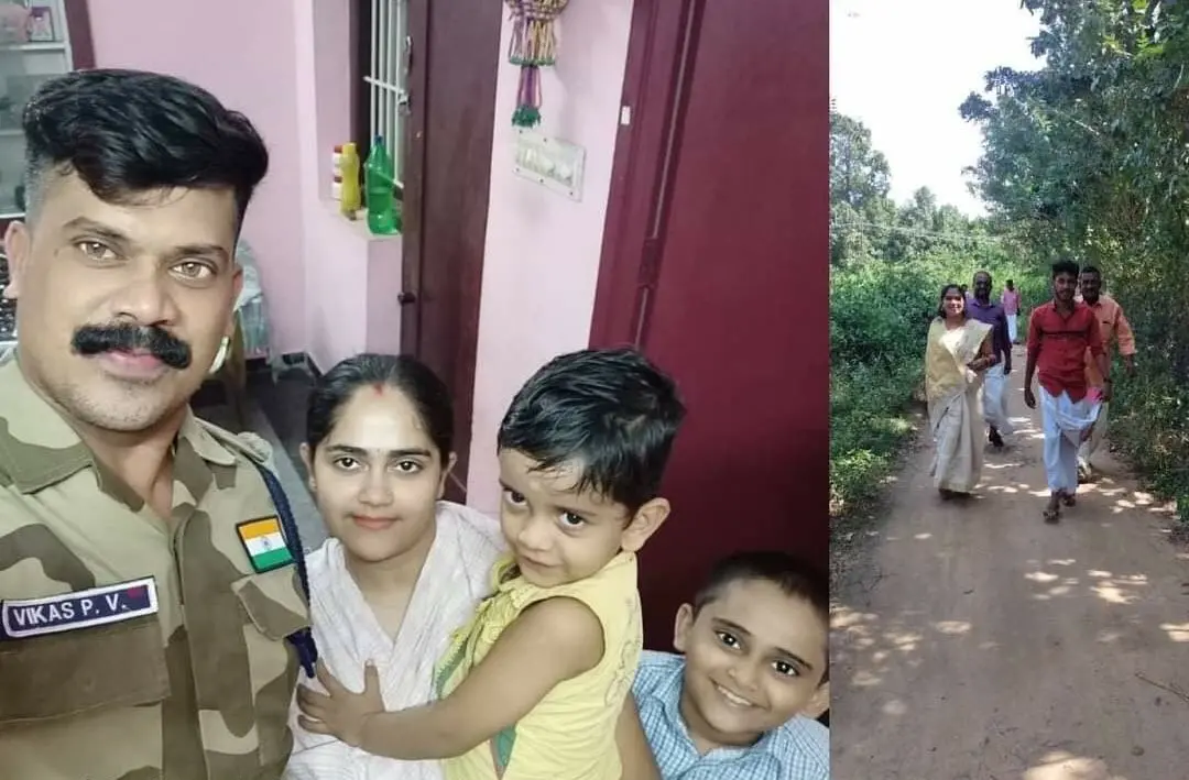 Jyothi Vikas with family (left), during campaign (right) | Photo: twitter.com|surendranbjp