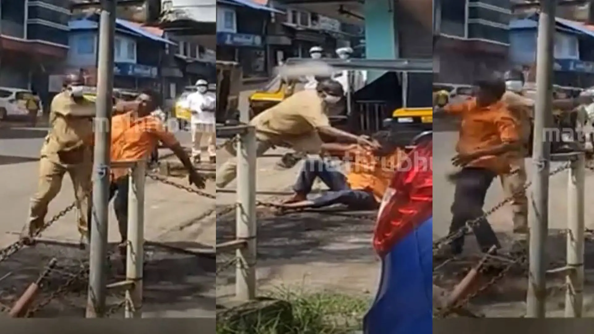 Man being attacked by home guard | Screengrab: Mathrubhumi News