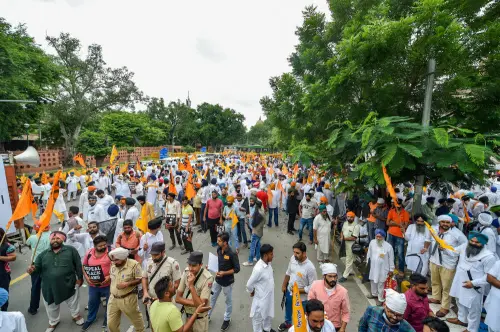 Shiromani Akali Dal (SAD) members stage a protest march in Delhi I Photo: PTI