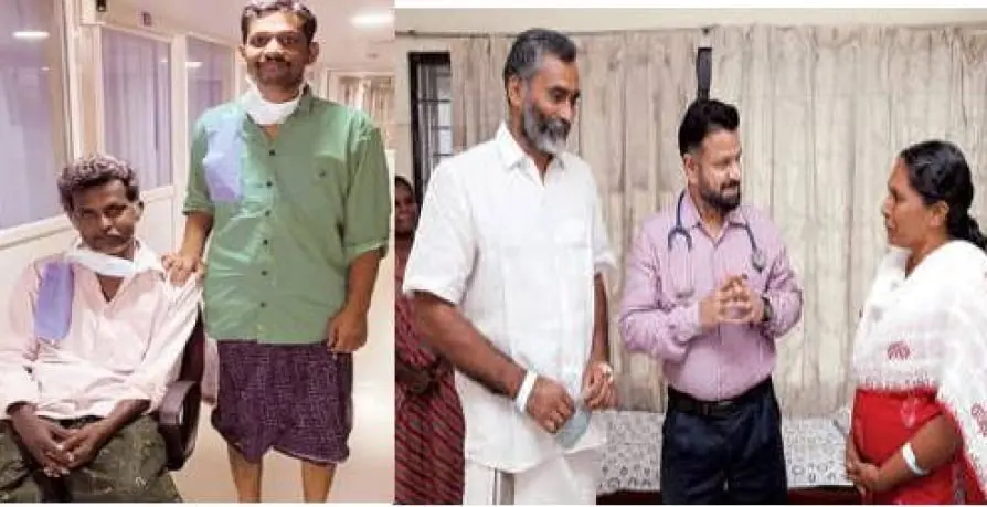 Nandakumar and VK Abdul Manof (left), Jocy Mathew and Sindhu with Dr. Mohammad Iqbal (right) | Photo: Mathrubhumi