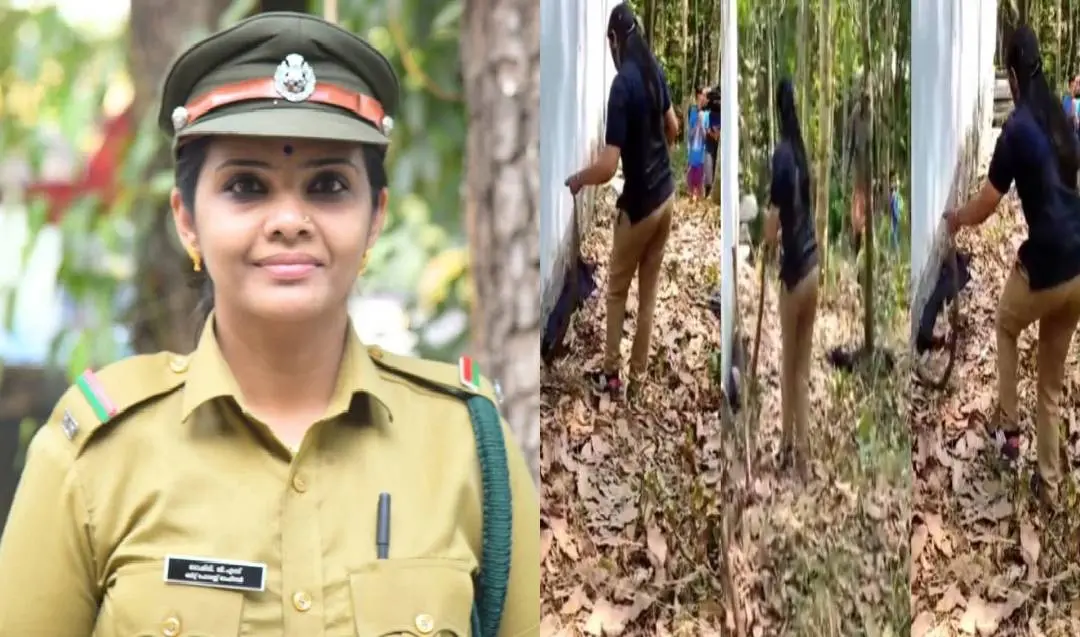 Roshni GS, Visuals of Roshni catching the snake | Photo: Mathrubhumi