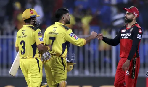 Mahendra Singh Dhoni Captain of Chennai Super Kings and Suresh Raina of Chennai Super Kings celebrate the victory during match 35 of the Vivo Indian Premier League between the Royal Challengers Bangalore and the Chennai Super Kings, at the Sharjah Cricket Stadium, Sharjah, Friday, Sept. 24, 2021. | Photo: PTI
