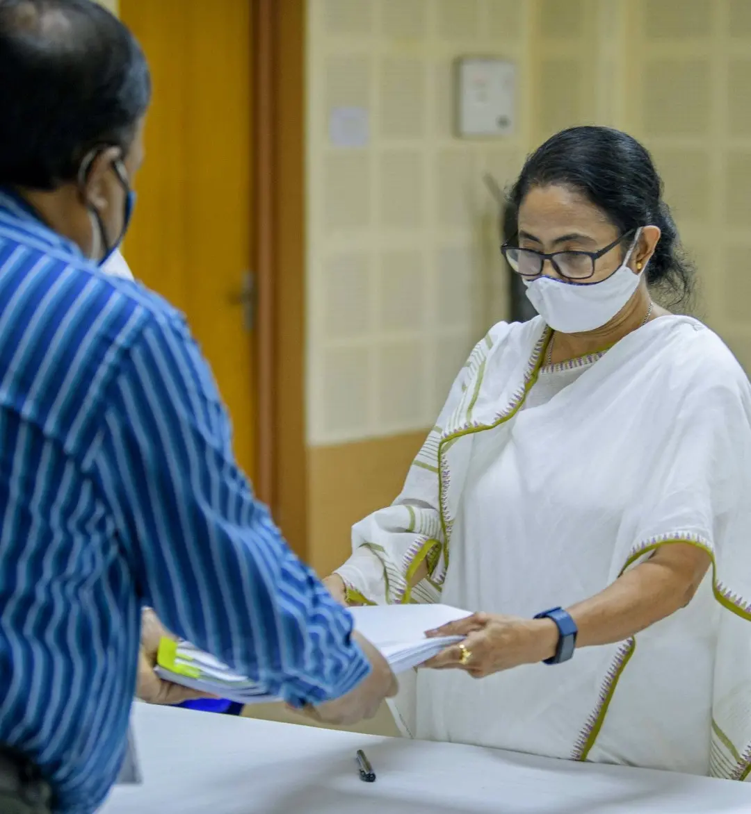 West Bengal Chief Minister Mamata Banerjee files her nomination for the upcoming Bhabanipur by-elections as a TMC candidate, in Kolkata on Friday. (ANI Photo)