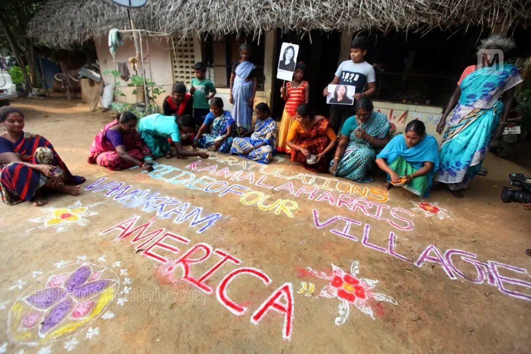 Villagers thousands of kilometres away in Thulasendrapuram in Tamil Nadu celebrate victory of Kamala Harris in US election| Photo: V Ramesh