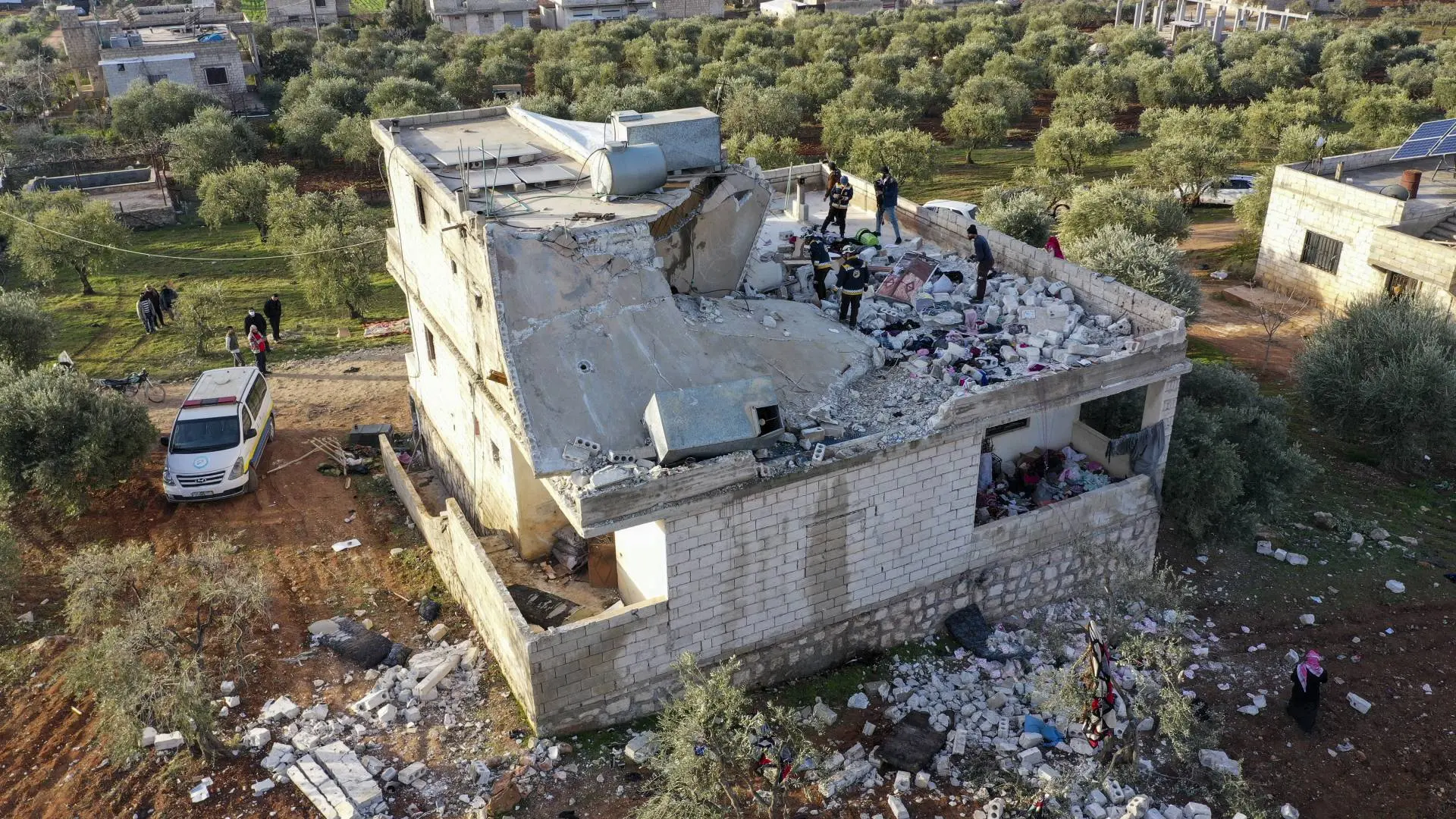 A house destroyed during the US raid in Syria. Photo:AP