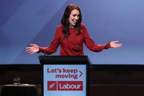 Jacinda Ardern speaking to party members after winning | Photo: AFP